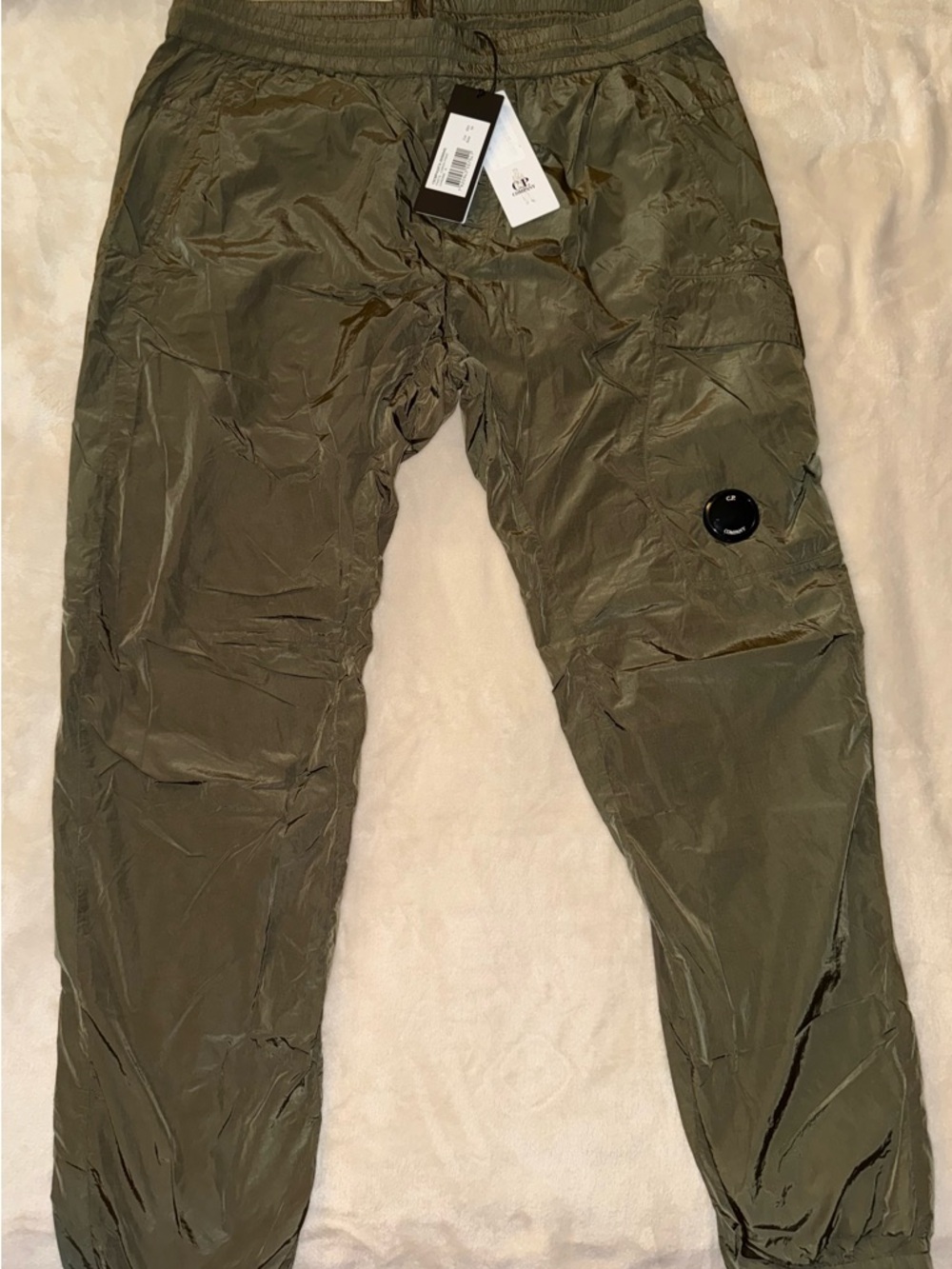 C.P. Company Olive Cargo Track Pants with Lens Detail